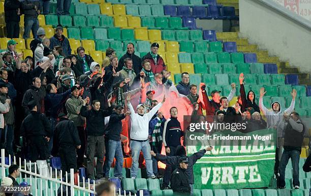 Fans of Bremen during the UEFA Champions League Group A match between Levski Sofia and Werder Bremen at the Vasil Levski National stadium on October...