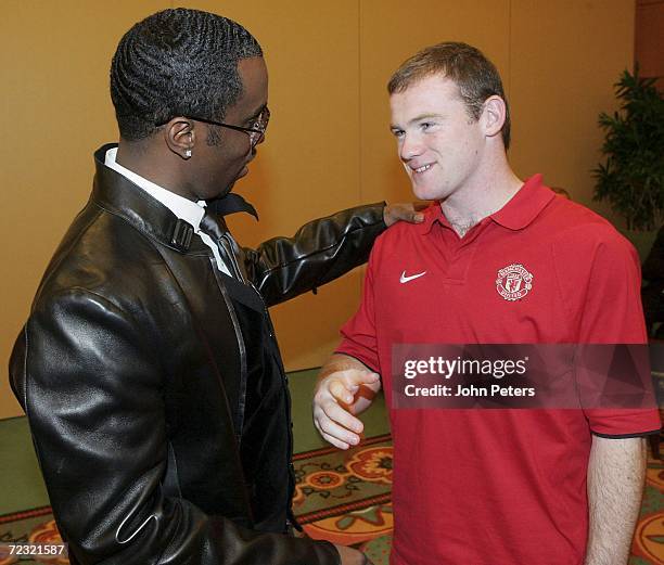 Rap star and Manchester United fan Sean "P Diddy"Combs takes time out ahead of his appearance at the MTV European Music Awards to meet the Manchester...