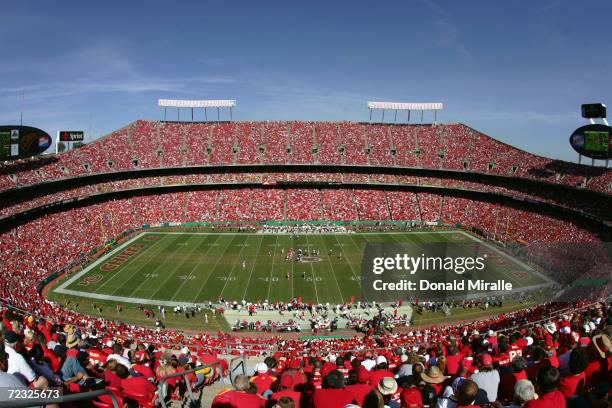 General view of the stadium during the game between the Houston Texans and the Kansas City Chiefs at Arrowhead Stadium on September 26, 2004 in...