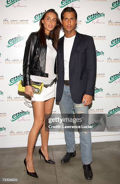 Actress Nina Moric and husband Fabrizio Corona arrive at the launch party for designer Sheila Vances Euphoria eyeware collection March 13 in New York...