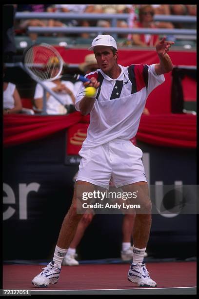 Todd Martin hits the ball during the Du Maurier Open at York University in Toronto, Ontario. Mandatory Credit: Andy Lyons /Allsport