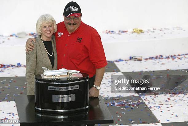 Team owners Bill and Gail Davis celebrate after Ward Burton driver of the Bill Davis Racing Dodge Intrepid R\\T won the 44th NASCAR Winston Cup...