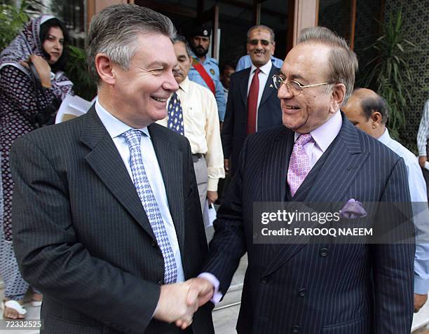 Pakistani Foreign Minister Khurshid Mahmud Kasuri sees off his Belgium counter part Karl De Gucht after a joint press conference in Islamabad, 01...