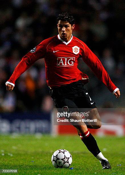 Cristiano Ronaldo of Manchester United in action during the UEFA Champions League Group F match between FC Copenhagen and Manchester United at the...