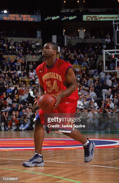 Alton Ford of Team West in action during the McDonalds High School All - American game against Team East at The Fleet Center in Boston,...