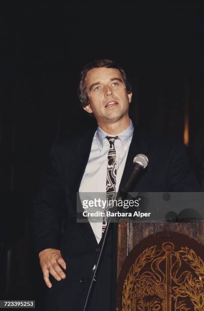 American lawyer and environmentalist Robert F. Kennedy Jr. At a speaking engagement, October 1994.