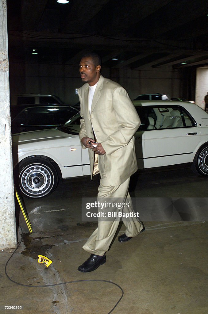 Hakeem Olajuwon of the Toronto Raptors before the game against the ...