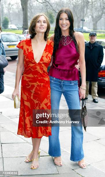 Presenter Jane Middlemiss and model Lisa Snowdon arrive at the Television & Radio Industries Club Awards March 12, 2002 at the Grosvenor House Hotel...