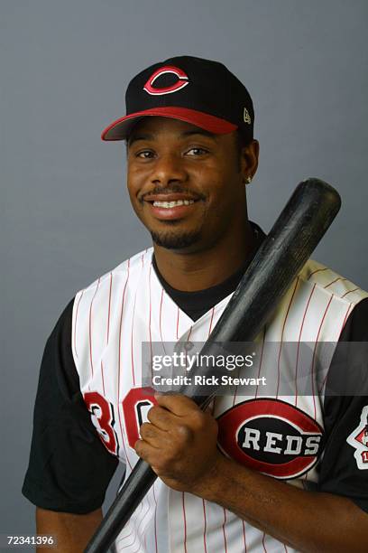 Ken Griffey Jr. Of the Cincinnati Reds poses during media day at Ed Smith Stadium Complex in Sarasota, Florida. DIGITAL IMAGE Mandatory Credit: Rick...