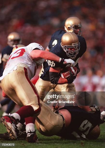 Running back Marc Edwards of the University of Notre Dame carries the football during the Fighting Irish 20-10 win over Boston College at Notre Dame...