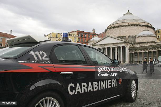 Car of Italian carabinieri patrols Piazza del Plebiscito in Nalpes, 02 November 2006. Italian Prime Minister Romano Prodi was in Naples on Thursday...