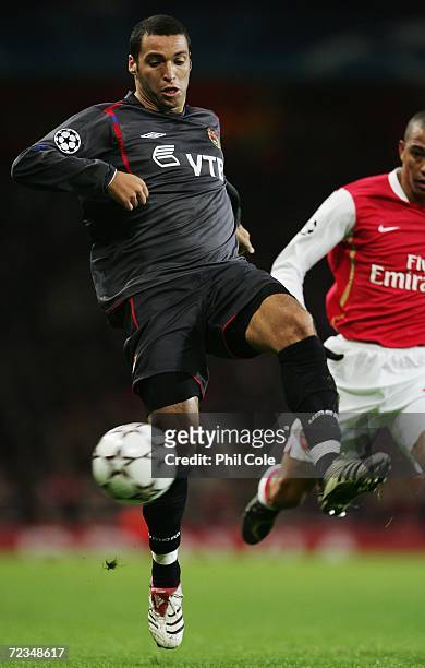 Daniel Carvalho of CSKA Moscow controls the ball during the UEFA Champions League Group G match between Arsenal and CSKA Moscow at The Emirates...