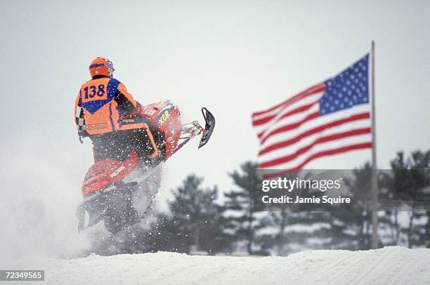 Finalist Cory Wunderlich in action during the Snow Cross Sport Open at the World Championship Snowmobile Derby in Eagle River, Wisconsin. Mandatory...