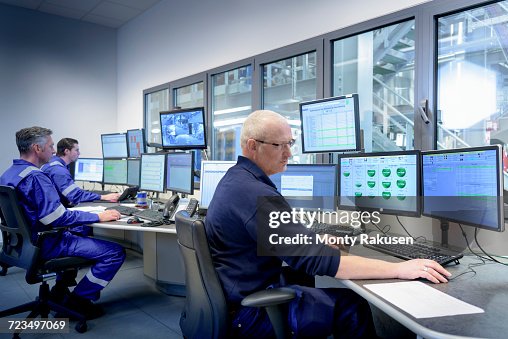 Process Control Factory Workers In Process Control Room In Oil Blending Factory High-Res Stock ...