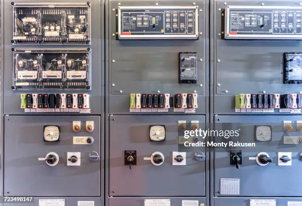 detail of interior of electricity substation - quadro de ligação telefónica imagens e fotografias de stock