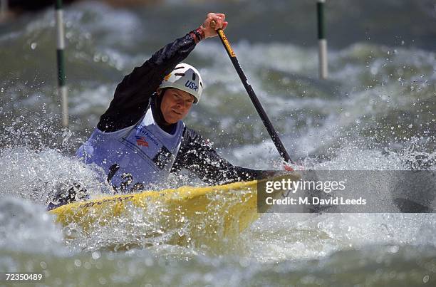 David Hearn in action during the US Whitewater Kayak/Conoe Olympic Trials on the Ocoee River in the Cherokee National Forrest in Ducktown, Tennessee.