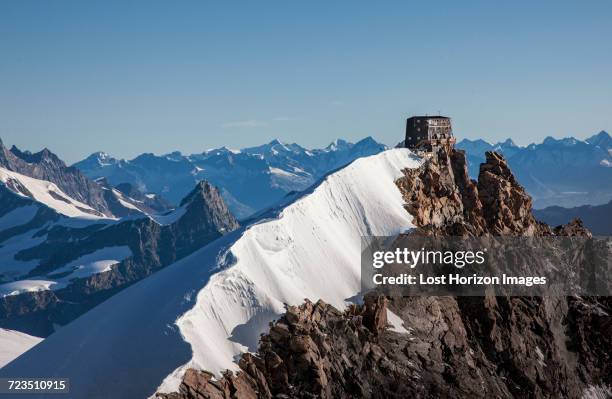 snow covered mountain peaks, monte rosa piedmont, italy - monte rosa stock pictures, royalty-free photos & images