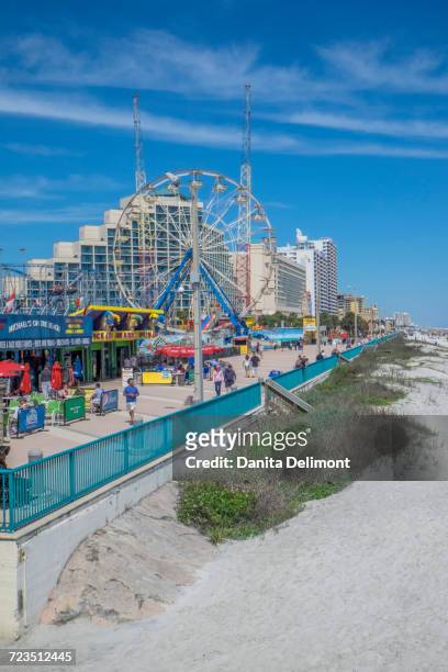 daytona boardwalk amusement facilities, daytona beach, florida, usa - daytona beach boardwalk stock pictures, royalty-free photos & images