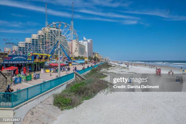 daytona boardwalk amusement facilities, daytona beach, florida, usa - daytona beach boardwalk stock pictures, royalty-free photos & images