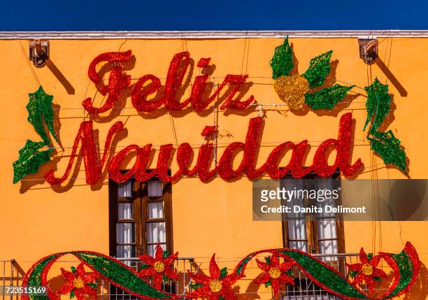 christmas decorations, parroquia catedral, dolores hidalgo, mexico - dolores hidalgo stock pictures, royalty-free photos & images