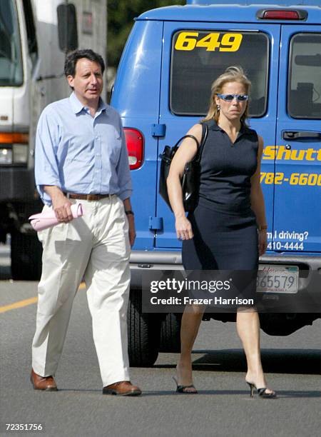 "Today Show" co-anchor Katie Couric walks with her boyfriend, television producer Tom Werner on Robertson Boulevard February 22, 2002 in Beverly...