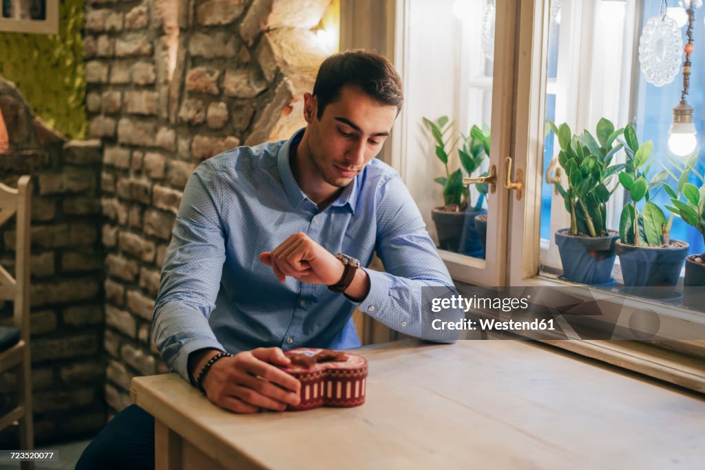 Waiting man with Valentine gift