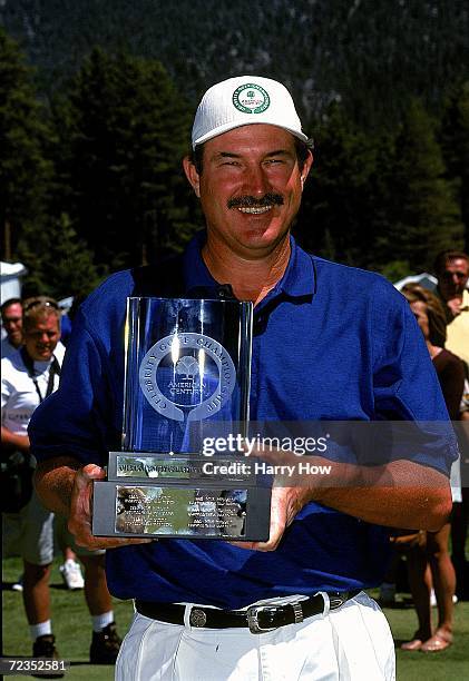 Rick Rhoden poses with his trophy during the Celebrity Golf Campionships at the Edgewood Tahoe Golf Course in Stateline, Nevada. Mandatory Credit:...