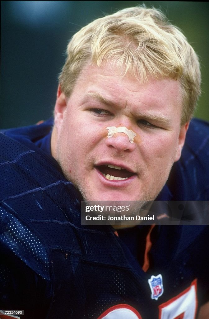 Defensive tackle Mike Wells of the Chicago Bears looks on during a