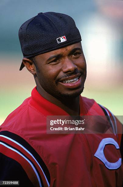 Ken Griffey Jr. #30 of the Cincinnati Reds looks on the field before a game against the Colorado Rockies at Coors Field in Denver, Colorado. The Reds...