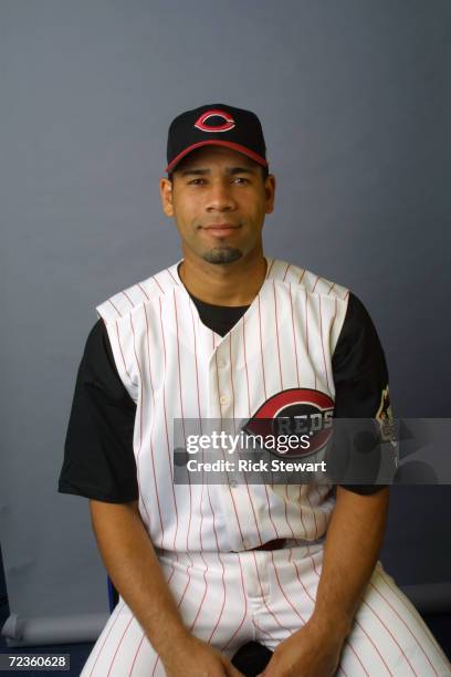 Pedro Feliciano of the Cincinnati Reds poses during media day at Ed Smith Stadium Complex in Sarasota, Florida. DIGITAL IMAGE Mandatory Credit: Rick...