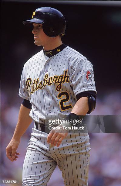 Pat Meares of the Pittsburgh Pirates walks on the field during the game against the Arizona Diamondbacks at the Bank One Ballpark in Phoenix,...