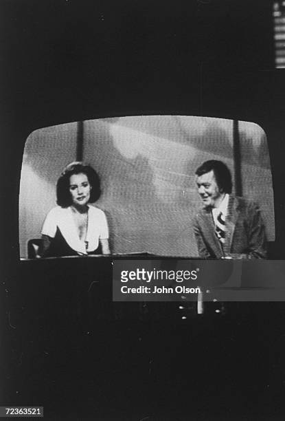 Co-hosts Barbara Walters and Jim Hartz, during the taping of the "Today Show".