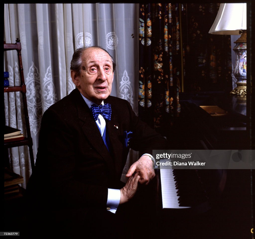 Vladimir Horowitz at piano at his home
