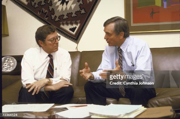 Senator Lawton Chiles and Senator Pete Domenici plotting a budget strategy.