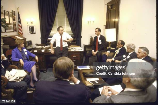 Senator Carl Levin during meeting with members of National Association of Manufacturers re: product-liability reform.