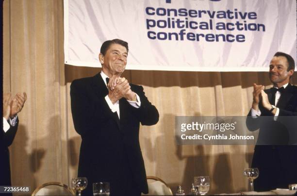 President Ronald Reagan speaking at CPAC conference.
