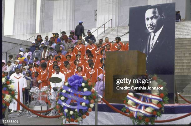 Martin Luther King Day celebration at Lincoln Memorial, site of his I have a dreamspeech.