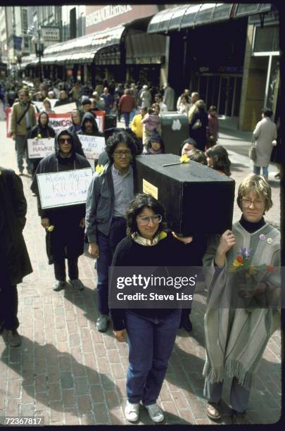 Pledge of Resistance demonstrators at rally against American policies in Latin-America.