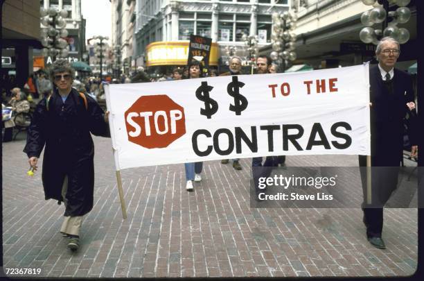 Pledge of Resistance demonstrators at rally against American policies in Latin-America.