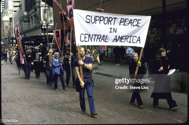 Pledge of Resistance demonstrators at rally against American policies in Latin-America.