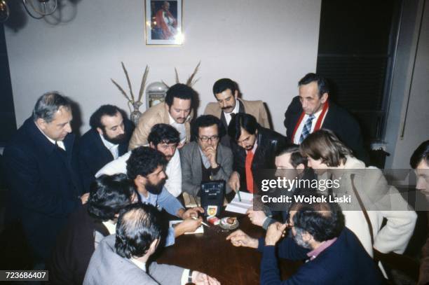 Meeting between the leaders of Polish and Brazilian trade unions. Pictured among others: Luiz Inacio Lula da Silva - leader of the Workers' Party,...