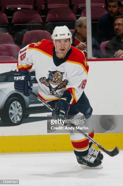 Ville Peltonen of the Florida Panthers skates against the New Jersey Devils at Continental Airlines Arena on October 26, 2006 in East Rutherford, New...