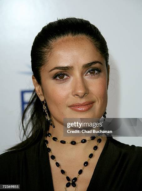 Actress Salma Hayek arrives at the tribute to Penelope Cruz screening of Volver during 2006 AFI FEST presented by Audi held at Arclight Hollywood...