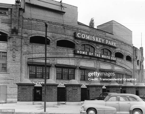 The facade of Comiskey Park on Chicago's south side as it appears in 1940.