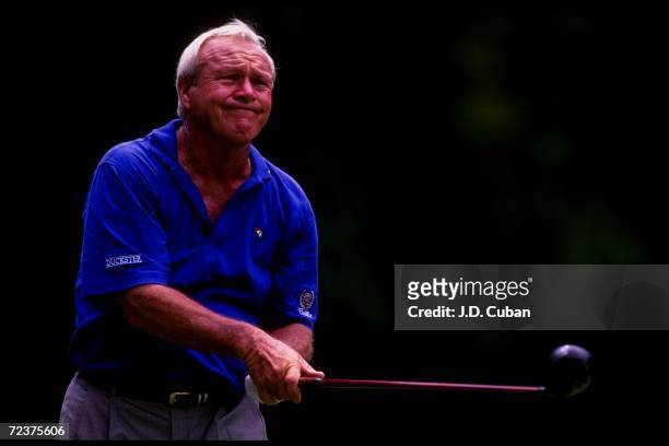 Arnold Palmer looks on during the U.S. Senior Open held at Congressional Country Club in Bethesda, Maryland. Mandatory Credit: Jon Cuban /Allsport