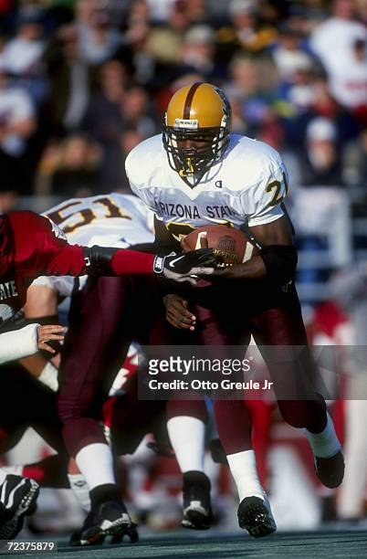 Tailback J. R. Redmond of the Arizona State Sun Devils in action during the game against the Washington State Cougars at the Martin Stadium in...