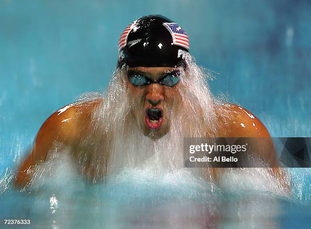 Michael Phelps of USA competes in the men's swimming 200 metre individual medley final on August 19, 2004 during the Athens 2004 Summer Olympic Games...