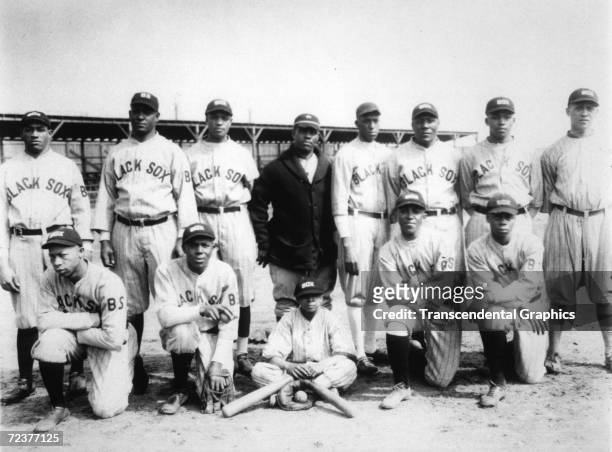 The Negro League Baltimore Black Sox pose for team portrait sometime during the 1925 season. The stars of the team are Jud Wilson, standing second...