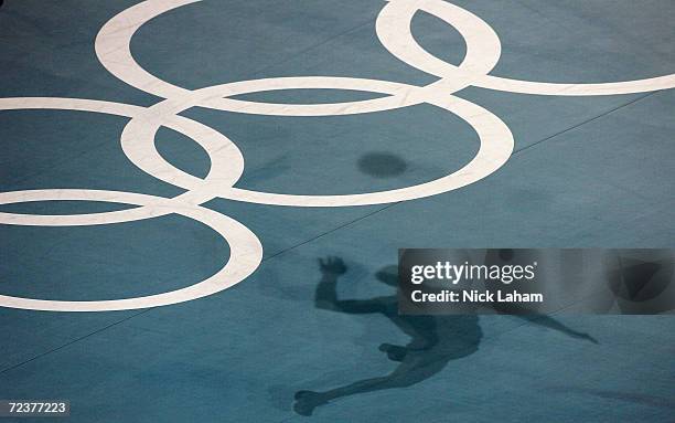 Player serves in the men's indoor Volleyball preliminary match between Australia and the United States on August 21, 2004 during the Athens 2004...