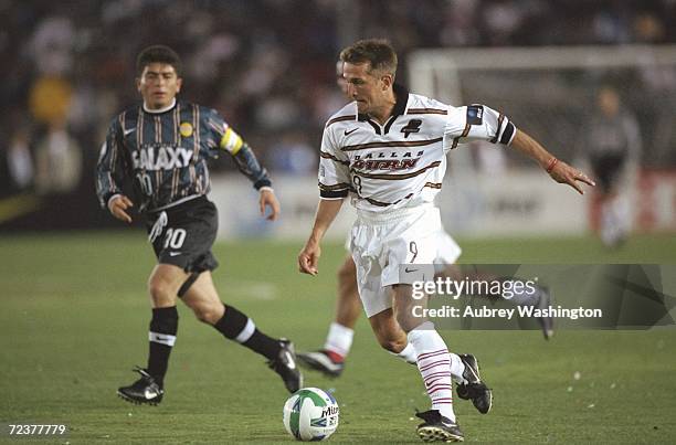 Jason Kreis of the Dallas Burn in action during the game against the Los Angeles Galaxy at the Rose Bowl in Pasadena, California. The Galaxy defeated...